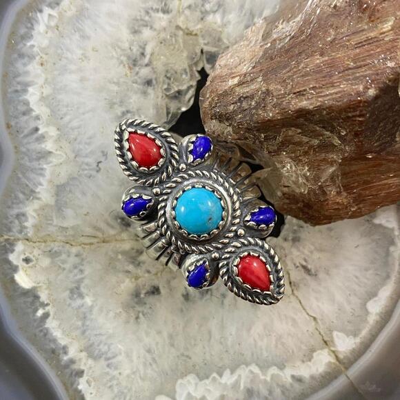 Carolyn Pollack Sterling Silver Multi-gemstone Decorated Ring For Women Size 10 - Picture 2 of 10